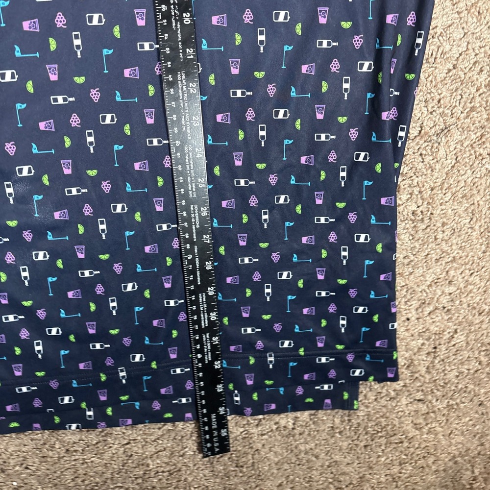 FootJoy Mens Lisle Golf Polo Shirt 2XL Navy Cocktail Golf Flag Print Stretch - Picture 5 of 9